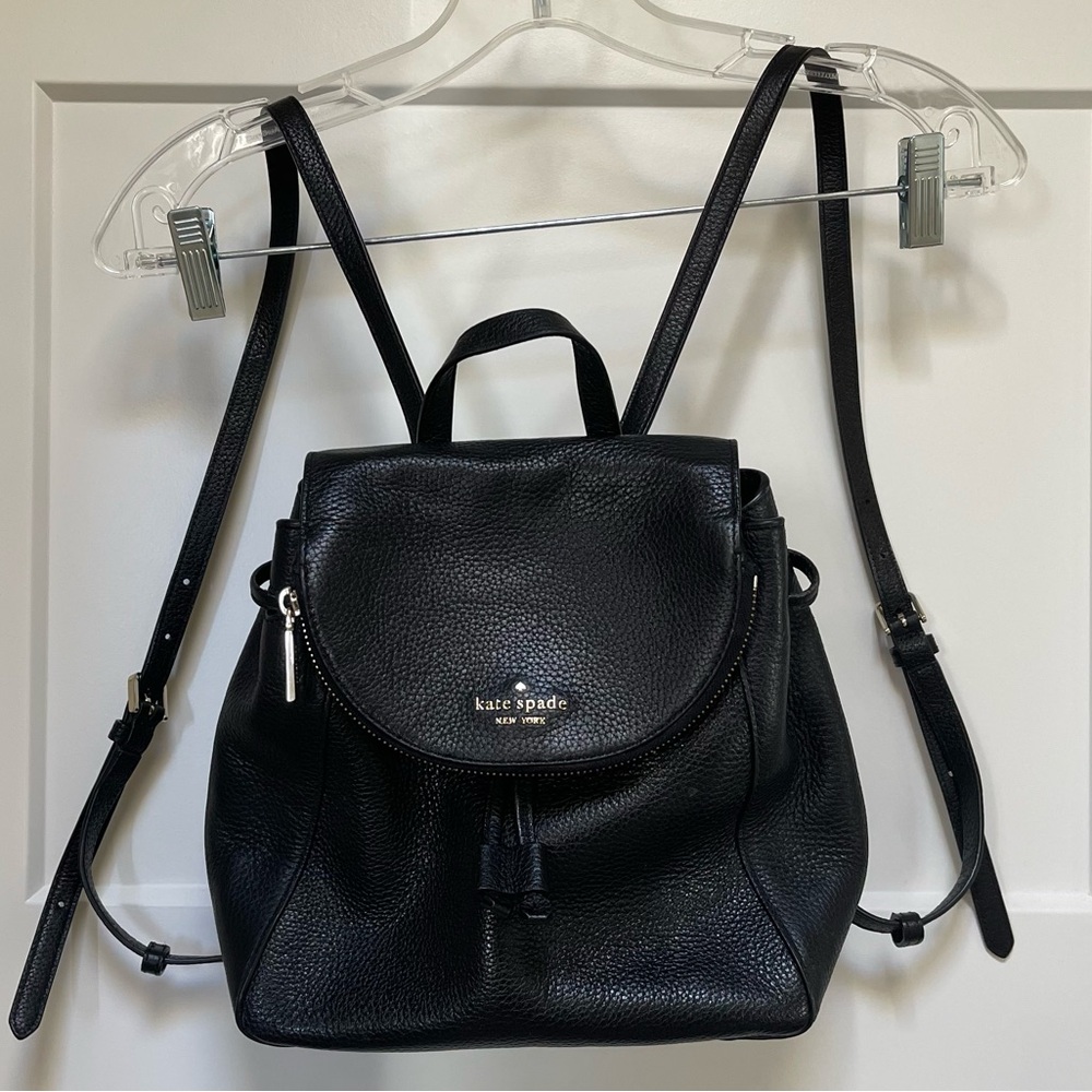 Kate Spade Leila Medium Flap Backpack, Black Leather